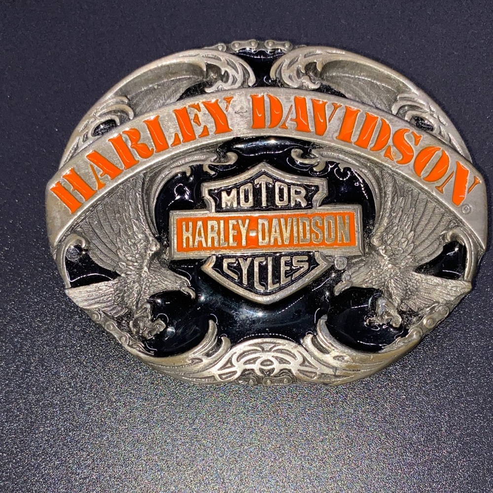 Harley-Davidson Orange and Silver Belt Buckle
